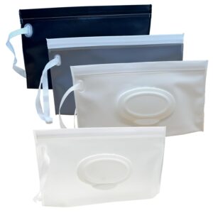 Baby Wet Wipes Pouches, 4 Pcs Baby Wet Wipes Dispensers, Travel Wet Wipes Bags Cases, Reusable Refillable Portable Wipe Carrying Pouches for Baby Adult Teenager