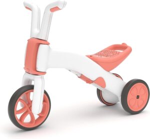 Chillafish Bunzi Gradual Balance Bike and Tricycle, 2-in-1 Ride on Toy for 1-3 Years Old, Silent Non-Marking Wheels, Flamingo, Large