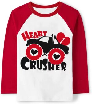 Mrocioa Toddler Boy Girls Loved Heart Valentine’s Festival Kids Raglan Long Sleeve Shirt 1-7 Years