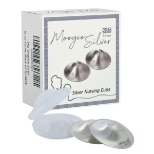 Moogco The Original Silver Nursing Cups – Nipple Shields for Nursing Newborn – Breastfeeding Essentials – Newborn Essentials Must Haves – Nipple Covers Breastfeeding – 925 Silver