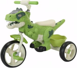 Dinosaur Kids Tricycle for Rider- Toddlers Kid Trike Bike Big Wheel with Music, Storage Basket,Indoor/Outdoor Preschool Daycare Kids Bike,Best Gift for 2-6 Year Old Girls & Boys (Green)