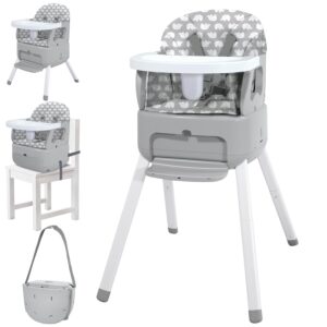4 in 1 Portable Baby Highchair Convertible Highchair for Babies and Toddlers – Foldable Carry Small Box, High Chair, Infant Booster Seat, Dining Chair, Easy to Carry and Store (Grey)