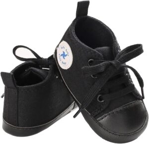 Unisex Baby Girls Boys Shoes Infant Soft Sole Canvas Newborn First Walkers High Top Anti-Slip Sneakers