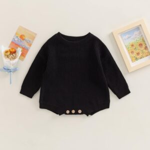 woshilaocai Baby Boy Girl Sweater Oversized Long Sleeve Romper Warm Crewneck Bodysuit Knitted Winter Clothes