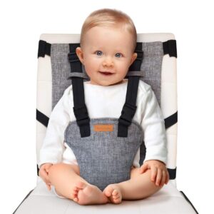 Compact Travel High Chair | Portable High Chair for Baby | Baby Travel Essential Harness Seat | Must Haves for Vacations, Restaurants, Family Visits with Babies | Portable Highchair Seat with Straps