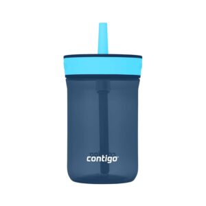 Contigo Kids’ Leighton Straw Tumbler with Spill-Proof Leak-Proof Lid, 14oz, Blueberry/Blue Raspberry