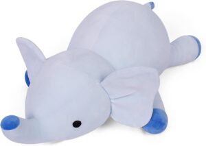 Wepop Weighted Stuffed Animals, 24in Giant Weighted Elephant Plush Toys, 4.2lb Cute Soft Plushie Throw Pillows, Birthday for Kids (Blue)