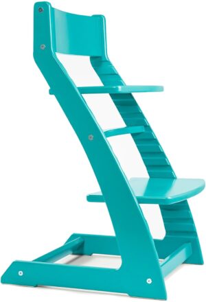 Fornel Dining High Chair for Babies and Toddlers – Wooden Highchair Adjustable Height – Montessori Kids Dine Seat from 3 Years to 200 Lb – Grow with Child, Toddler Dining Chair (Turquoise)