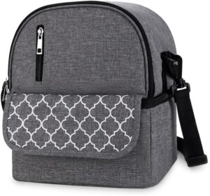 Breast Pump Bag – Small Size Cooler and Moistureproof Backpack Double Layer for Mother Baby Bottle Breast Milk Pump Outdoor Working Backpack Lunch Bag (Grey)