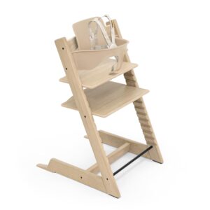 Stokke Tripp Trapp Oak High Chair 2, Natural – Includes Chair + Baby Set with Removable Harness for Children 6-36 Months – Adjustable, Ergonomic & Easy to Clean