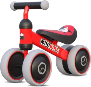 XIAPIA Baby Balance Bike Toys for 1 Year Old Boy Girl Gifts, 10-24 Month Toddler Balance Bike with 4 Silence Wheels, No Pedal Toddler First Bike, First Birthday Gifts Christmas for Boys and Girls