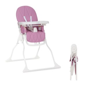 Dream On Me Snack and Stow Baby High Chair in Mauve – Easy to Fold and Store, Portable Travel Chair With Removable and Three Position Adjustable Tray