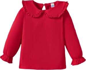 Magic Park 12M-6Y Baby Girl Long Sleeve Blouse Toddler Ruffle T-Shirt Kid Solid Color Tee Casual Tops Winter Clothes