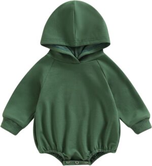 Thorn Tree Newborn Baby Boys Hooded Sweatshirt Long Sleeve Solid Romper Infant Baby Fall Winter Spring Outfits