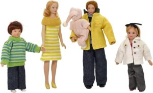 iland Dollhouse People 1/12 Scale, Dollhouse Family Doll incl Mum Dad Girl Boy Baby (Modern Family 5pcs)