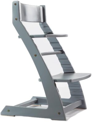 Fornel Dining High Chair for Babies and Toddlers – Wooden Highchair Adjustable Height – Montessori Kids Dine Seat from 3 Years to 200 Lb – Grow with Child, Toddler Dining Chair (Grey)