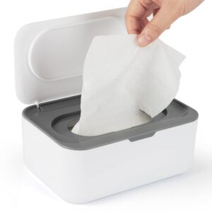 Baby Wipes Dispenser, Wipes Case Baby Wipe Holder Keeps Wipes Fresh, Non-Slip, Easy Open & Close (Gray)