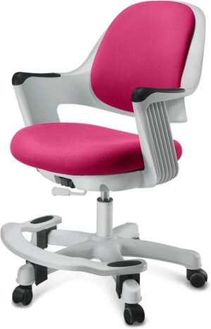 Kids Desk Chair, Ergonomic Design Desk Chair with Footrest, Height Adjustable Seat, Comfy Comfortable Cushion Computer Task Chair, Smooth Rolling Wheels for Student and Children, Rosie Pink