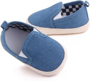 Clowora Unsex Baby Boys Girls Canvas First Walkers Shoes,Infant Non Slip Soft Sole Toddler Flat Lazy Loafers Sneaker
