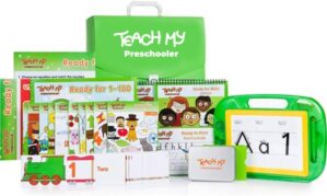 Preschooler Learning Kit: Screen-Free. Preschool Readiness. All-In-One Kit. Teach Reading, Printing, Numbers to 100, Early Math. 70+ pieces plus teaching guides and storage case. Age 3yrs+