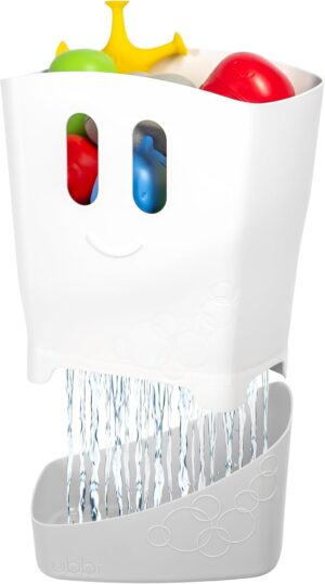 Ubbi Freestanding Bath Toy Organizer Bath Caddy with Removable Drying Rack Bin and Scoop for Toddlers and Baby, Gray