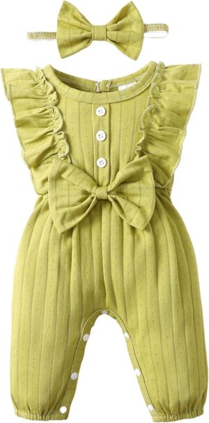 Mioglrie Newborn Baby Girl Clothes One Piece Jumpsuits Clothes Short Sleeve Rompers Summer Clothes for Baby