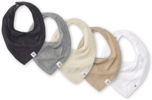 Burt’s Bees Baby 5-Pack Bandana Bib Set with Snap Closure