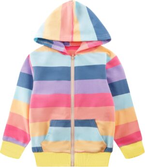 Popshion Toddler Girls Fleece Jackets Cotton Unicorn Hoodie Sweatshirt Fall Winter Zipper Coat Warm Hooded Sweater 2t-7t