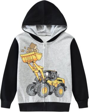 DDSOL Boy Zip-up Jacket Toddler Zipper Hoodie Hooded Sweatshirt Light Winter Fall Outwear 2t-7t