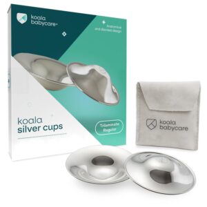 Koala Babycare The Original Silver Nursing Cups – Nipple Shields for Breastfeeding Newborn – Breastfeeding Essentials – Protect and Soothe – Tri-Laminate Silver – Standard Size