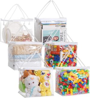 6 Pack 12″ Cube Storage Bins, 27L Capacity PVC Boxes, Toy & Clothes Organizer