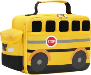 Bluboon Insulated Lunch Box for Kids Boys Girls School Lunch Bags Reusable Cooler Thermal Meal Tote for Picnic (Yellow School bus)