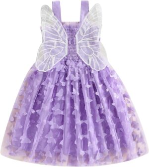 Toddler Baby Girl Butterfly Wings Dress Kids Girls Tulle Butterfly Wing Skirt Princess Sleeveless Birthday Tutu Party Dress