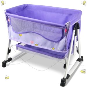 ANIVIA Doll Bed Furniture 2 Function Toy, Doll Bed and Doll Swings Together for 18 inches Baby Dolls, Baby Doll Crib with Bottom (DP601PURPLE)