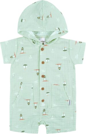 Gerber Baby Boys’ Hooded Cotton RomperRomper