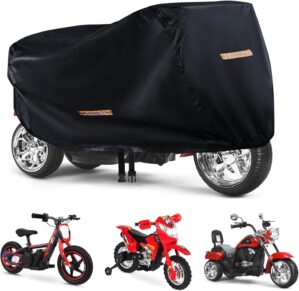 Kids Bike Cover Waterproof Outdoor,GRABADO Heavy Duty 420D Kids Motorcycle Bike Cover,Universal Children’s Tricycle Cover with 4 Reflective Strips and Windproof Buckle,Small Kids Ride On Toy Car Cover
