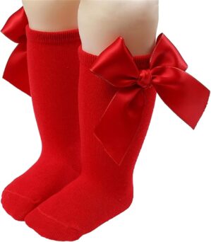 Baby Girls Socks Autumn Toddler Big Bow Knee High Long Soft Kids Christmas Sock Spanish Style Floor Socks(WZ2)