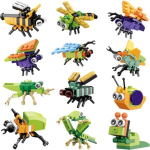 Party Favors for Kids – 12 Pack Animals Building Blocks for Goodie Bags Stocking Stuffers Classroom Prizes Birthday Gifts Toy Building Sets for Kids 6-12yrs