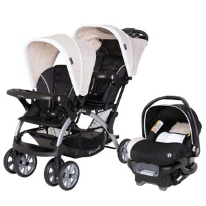 Baby Trend Infant and Toddler Double Stroller & Car Seat Combo, 2 Pc Set, Khaki