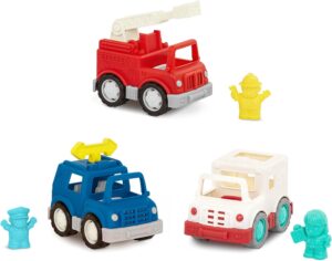 Battat – Wonder Wheels – Toy Emergency Vehicles – Ambulance, Police Car, Fire Truck – Rescue Set for Kids – Movable Parts – 1 Year + – Emergency Vehicles (Pack of 3)