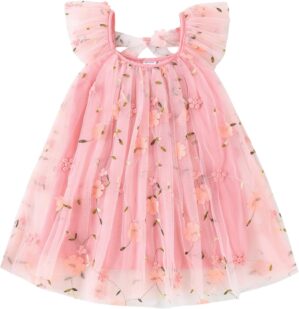 Baby Girl Tutu Dress Summer Kids Floral Tulle Skirt Bowknot Lace Sleeveless Princess Sundress