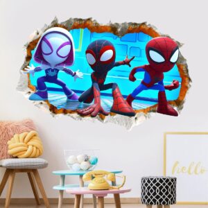 OU RUI Spider and His Best Friends Sticker Children’s Cartoon Bedroom Background Wall Decoration Wall Sticker PVC (4)