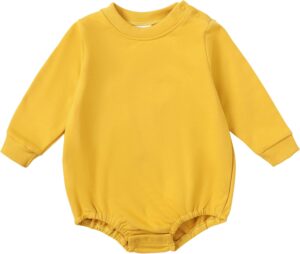 OPAWO Baby Sweatshirt Romper Onesie Newborn Girl Boy Bubble Romper Infant Crewneck Oversized Sweater Bodysuit Clothes Outfits