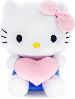 Cute Cat Stuffed Animal with Hearts Love Cat Plush Kawaii Kitty Plush Pillow Soft Animal Stuffy Doll Toys Valentine’s Day Gifts for Girlfriend