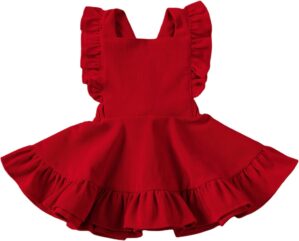 Karuedoo Baby Girls Velvet Suspender Skirt Infant Toddler Ruffled Casual Strap Sundress Summer Outfit Clothes
