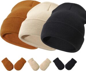 Baby Hats and Mittens Set Infant Toddler Beanie Caps Hospital Hat Set Newborn Gloves for Baby Boys Girls