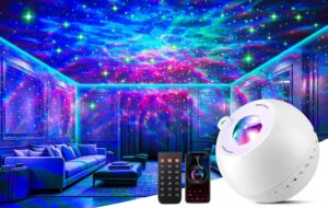 PIKOY Galaxy Projector for Bedroom,15 Colors Star Projector Galaxy Light Projector for Bedroom,15 White Noise Star Lights for Ceiling Projector,Bluetooth Stars for Ceiling Projector Lights for Bedroom