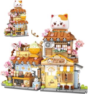 Lucky Cat Building Set,Openable Taiyaki Shop 923PCS Mini Brick Building Toy for Boys Girls Age 8+