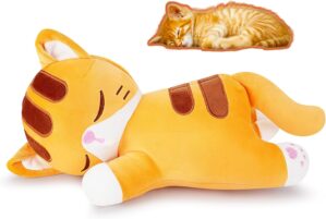 Achwishap Cat Stuffed Animal,Cat Plush Pillow,Soft Kitten Plush Kawaii Hugging Pillow,Cute Plush Toys Cuddle Plushie for Kids Adults Gifts Birthday(Orange Cat,14”)