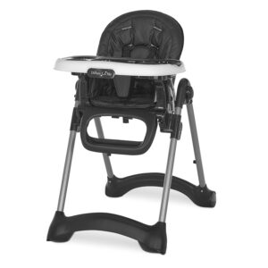 Solid Times High Chair for Babies and Toddlers in Black, Multiple Recline and Height Positions, Lightweight Portable Baby High Chair, 5 point Safety Harness, Easy to Clean Surface